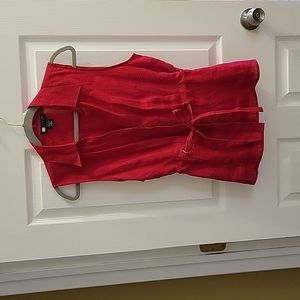 Carole Little 100% Linen Red Drawstring Top size XL